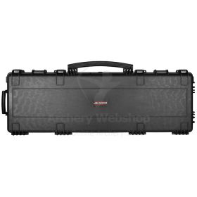 Close-up of Shocq Hard Case with Foam Large, showcasing its robust design, internal dimensions of 93x36x15 cm, and wheels for easy transport, suitable for protecting valuable equipment.