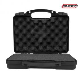 Shocq Hard Case with Foam Small, designed for pistols, revolvers, and magazines, featuring pre-cut foam, lockable hasps, and lightweight PP construction for portable and affordable protection.