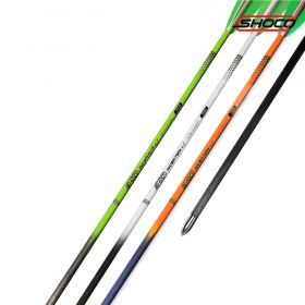 Shocq Arrow Inceptor 4.2 is a beginner-friendly carbon arrow set with pre-installed vanes and glued points. Available in Green, Orange, and White wrapping paint, these arrows offer a ready-to-shoot experience for target, 3D, and field archery.