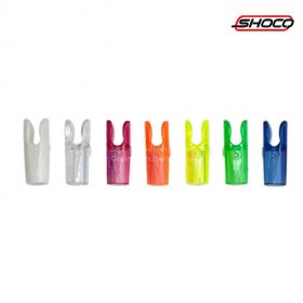 The Shocq Pin Nock Size S provides precision and durability for arrows, with transparent and solid color options. Compatible with various shafts for consistent shooting accuracy.