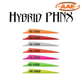 AAE Hybrid PHNX vanes deliver quiet and accurate arrow flight. Measuring 3.75 inches in length and 0.5 inches in height, these vanes require no preparation before gluing and are available in vibrant colors.