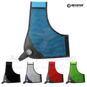 The Bicaster Archery ASA Chest Guard, featuring three-layer construction, is available in Red, White, Blue, Green, and Black. It offers adjustable straps for a secure fit and reliable protection.